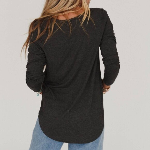 NWT THREE BIRD NEST Ryder Long Sleeve Bralette Tee Charcoal Size Medium - Picture 3 of 3